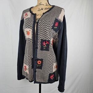 Gorgeous Vintage BECHAMEL Patchwork Floral Knit Cardigan Sweater Women's Size II